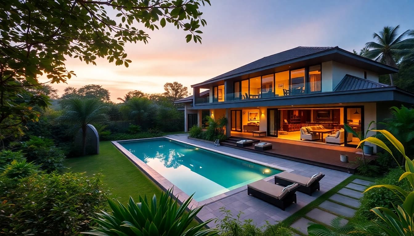 Enhance property management in Phuket with a stunning villa surrounded by lush greenery.