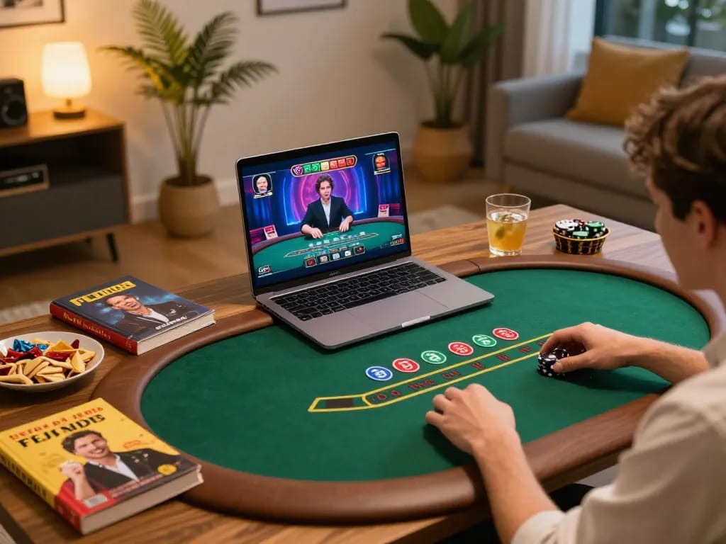 Player placing bets on FLY 88 while participating in a live dealer blackjack game at home.