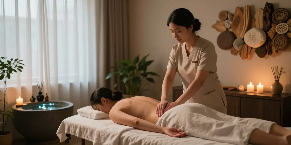 위례출장안마 therapy room with a skilled therapist giving a calming massage.