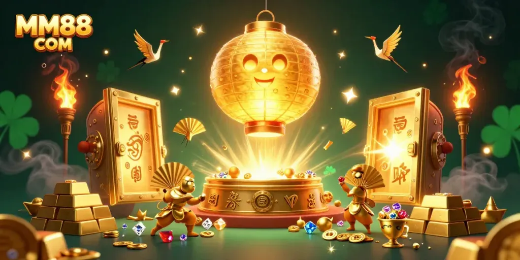 Experience luck and fortune with MM88 COM at this vibrant night market casino scene.