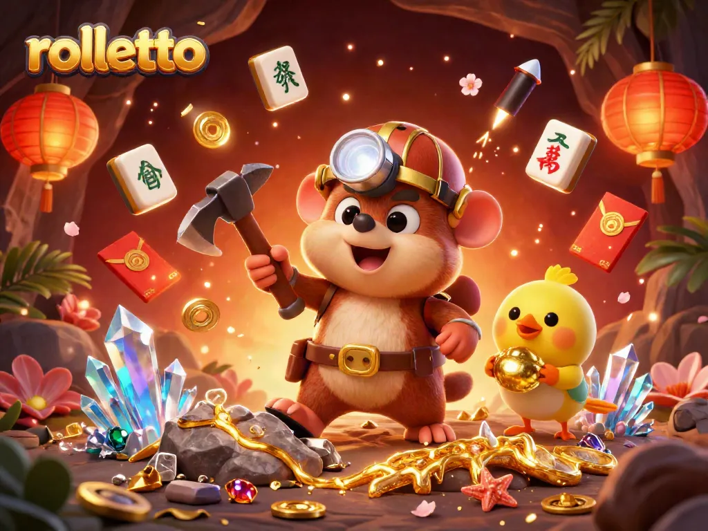 Enjoy thrilling rolletto gaming with a treasure-hunting mole and vibrant casino elements.