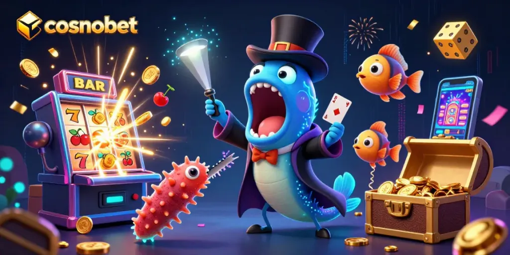 Experience thrilling casino excitement with cosmobet in this vibrant 3D underwater scene.