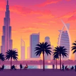 Experience the stunning skyline of Dubai at sunset while planning your Travel to Dubai adventure.