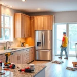 Skilled remodeling contractors near me transforming a kitchen with modern design elements.