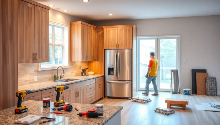 Skilled remodeling contractors near me transforming a kitchen with modern design elements.