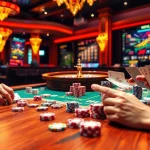 Experience thrilling gambling at https://bancaonline88.com/ featuring poker chips and a bustling casino atmosphere.