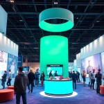 Innovative exhibition stand designed by expert exhibition stand designers UK featuring interactive displays.