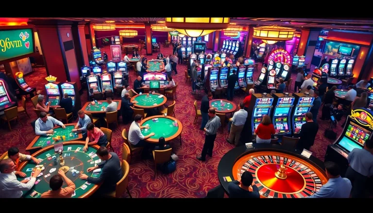 Experience the excitement of 69VN's casino with players enjoying poker and slots.