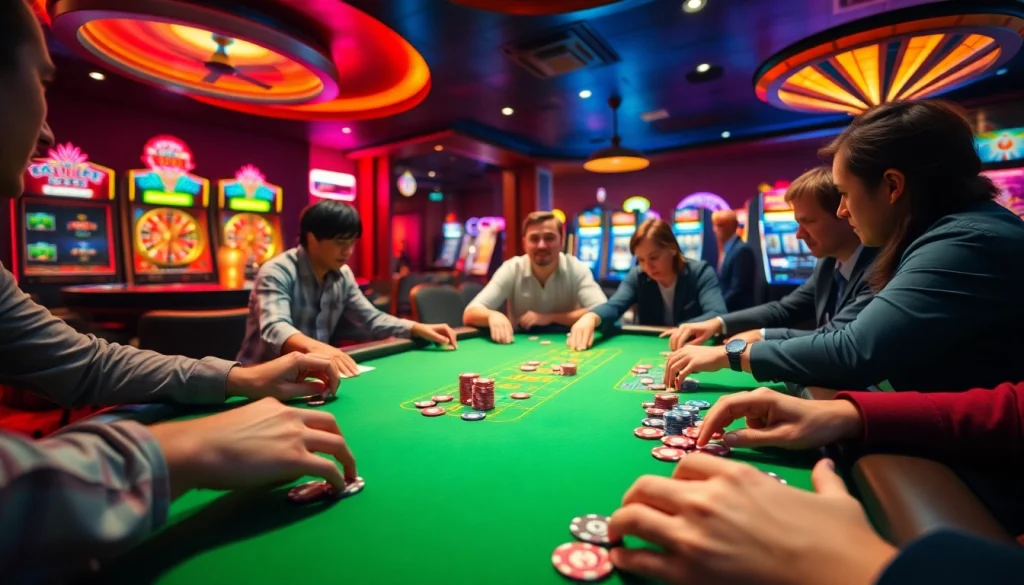 Experience the thrill of Overload Casino's vibrant poker and roulette games.