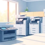 Showcasing efficient office machines in a modern workspace setup.