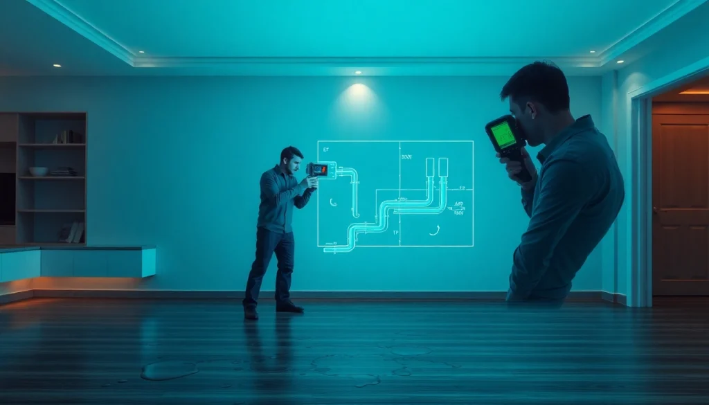 Technician performing Trace and Access checks for a leak in a modern home.