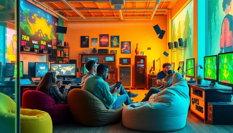 Game studio collaboration captured with vibrant colors and a creative atmosphere.