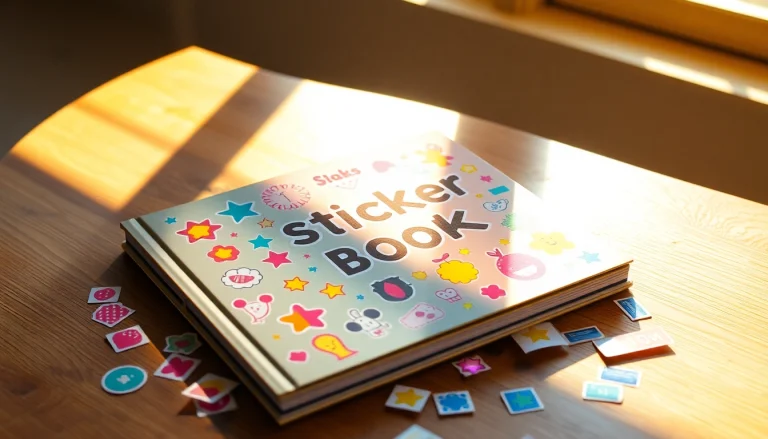 Explore creativity with a colorful reusable sticker book featuring playful designs and scattered stickers.