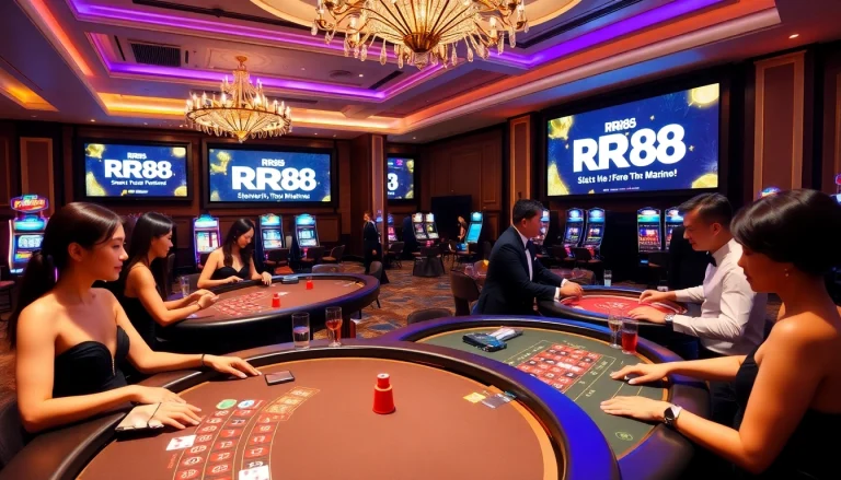 Players enjoying a thrilling game at RR88 casino, showcasing professional gameplay and luxury atmosphere.