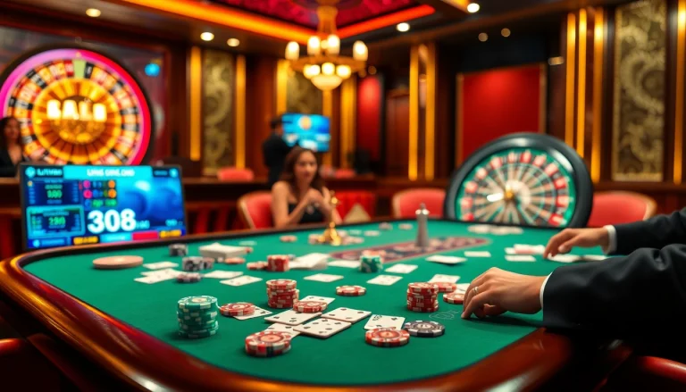 Experience the thrill of U8888's online gambling with a vibrant casino ambiance featuring poker tables and roulette wheels.