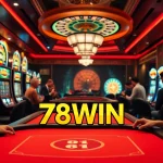 Experience thrilling moments at 78WIN Casino with poker tables and vibrant slot machines.