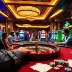 Experience high-stakes gaming at PH222 casino with vibrant slot machines and roulette table.