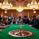 Exciting casino scene illustrating strategic gambling at https://nhandinhkeonhacai.news/ with poker players and roulette.