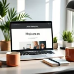 Engaging workspace for bloggers featuring blogapp.blog on a laptop.