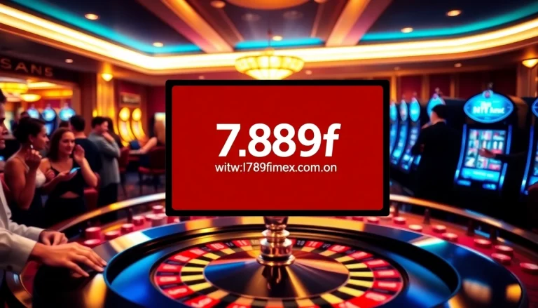 Exciting roulette action at a casino with http://789f.mex.com/ branding and vibrant atmosphere.