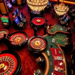 KJC casino scene featuring vibrant roulette wheels and engaged players in high-stakes betting.