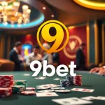 Experience the excitement of 9bet with professional poker action and vibrant casino atmosphere.