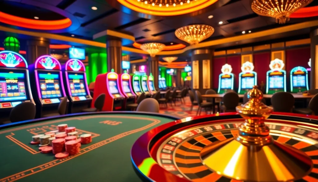 Experience the thrill of i9bet gaming with vibrant casino visuals, poker tables, and roulette excitement.