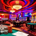 Engage with high-stakes gameplay at trang chu 98win casino with vibrant tables and slot machines.