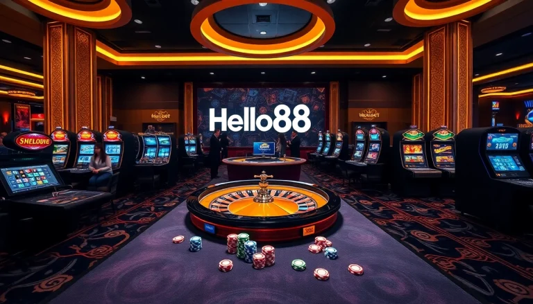 Engage in thrilling wagering at Hello88 with vibrant casino tables and exciting gaming action.