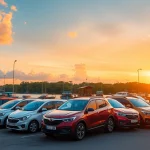 Kuching rent a car options near the picturesque waterfront at sunset.