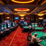 Engaging players enjoying a luxurious gaming experience at rikvip casino tables with vibrant roulette wheels and slot machines.