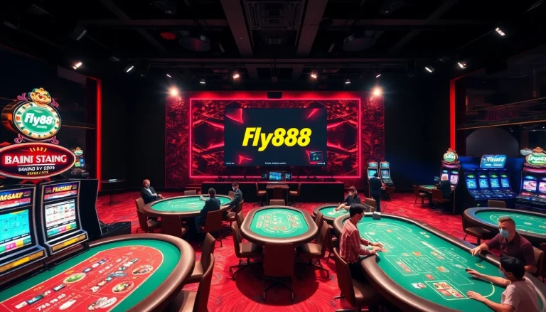 Exciting online casino environment featuring fly88.com with vibrant gaming tables and players.