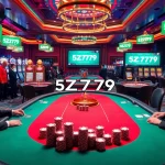 Join the excitement at 5Z7779 casino with thrilling poker action and vibrant gaming scenes.