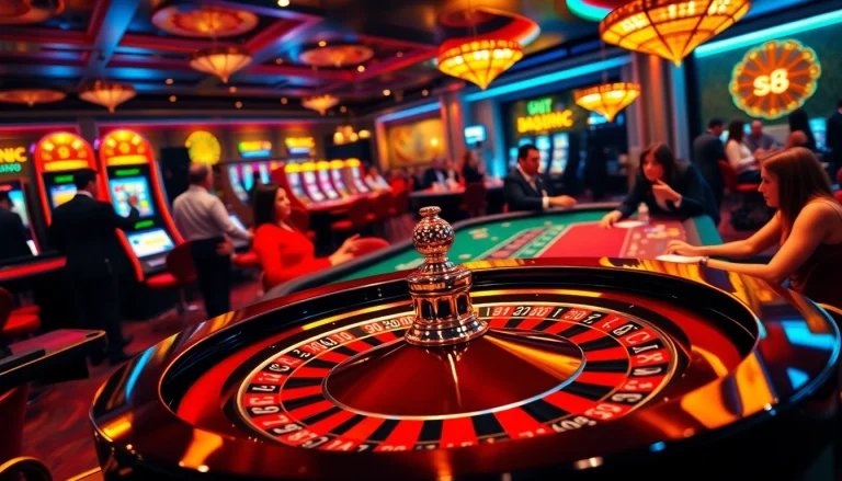 Players enjoying a thrilling game of roulette at s8 com casino, showcasing excitement and luxury.
