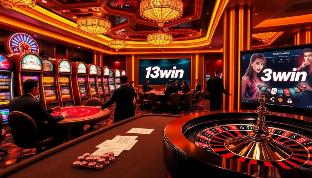 Players engage in exciting poker games at 13win's modern casino table.