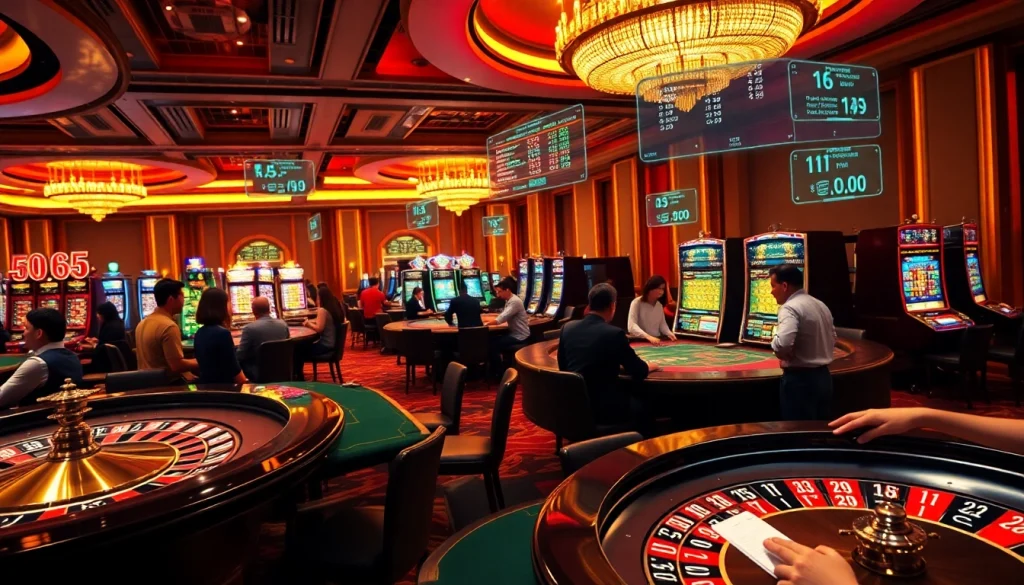 Players enjoying table games at QQ88 Casino with vibrant gaming atmosphere.