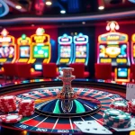 Experience the thrill of online gambling at https://abc8phi.com/ with vibrant casino visuals featuring sleek roulette tables and slot machines.
