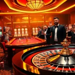 Experience the thrill of OKFUN đăng Ký with vibrant casino scenes featuring poker tables, roulette wheels, and slot machines.