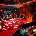 Players enjoying a thrilling game at https://lucky88com.me/, surrounded by vibrant casino elements and betting excitement.