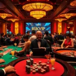 Players engaged in high-stakes games at RIKVIP casino, showcasing an exciting gambling atmosphere.