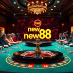 Engaged players enjoying a thrilling game atmosphere at new88 casino with roulette and poker elements.