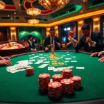 Experience thrilling gaming action with 888b at a luxurious casino poker table featuring vibrant chips and cards.
