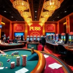 Experience the thrill of PU88 with vibrant casino tables, luminous slot machines, and lively gambling action.