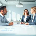 Cliente che discute opzioni di recupero finanziario tramite la Legge 3 in un ufficio moderno.