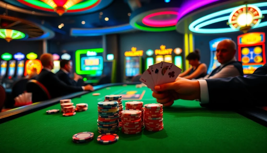 Experience the thrill of casino gaming as players strategize at the poker table, highlighted by the allure of 22JL.