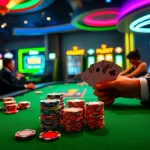 Experience the thrill of casino gaming as players strategize at the poker table, highlighted by the allure of 22JL.