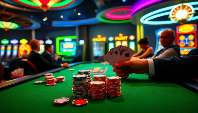 Experience the thrill of casino gaming as players strategize at the poker table, highlighted by the allure of 22JL.