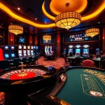Engaging DR88 casino experience with vibrant tables, thrilling slots, and players enjoying their games.
