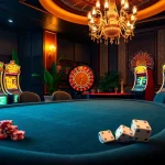 RAJABARONG showcases a luxurious casino environment with slot machines and poker chips.