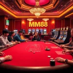 Experience exciting online gaming at MM88 with vibrant casino tables and thrilling slot machines.